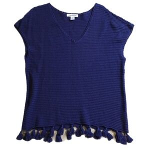 Tommy Bahama Blue tassel top linen cotton fringe